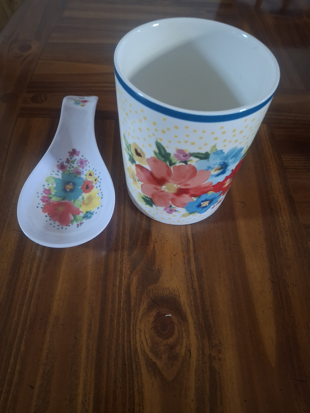 Pioneer Woman Utensil Holder and Melamine Spoon Rest - Multicolor